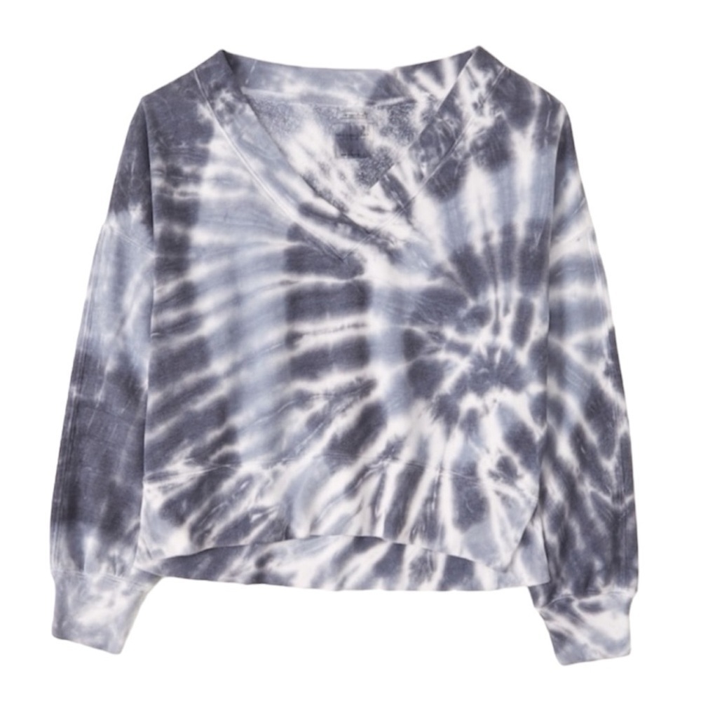 ABERCROMBIE & FITCH‎ Wash Effect Sharkbite V-Neck Sweatshirt, Size SMALL